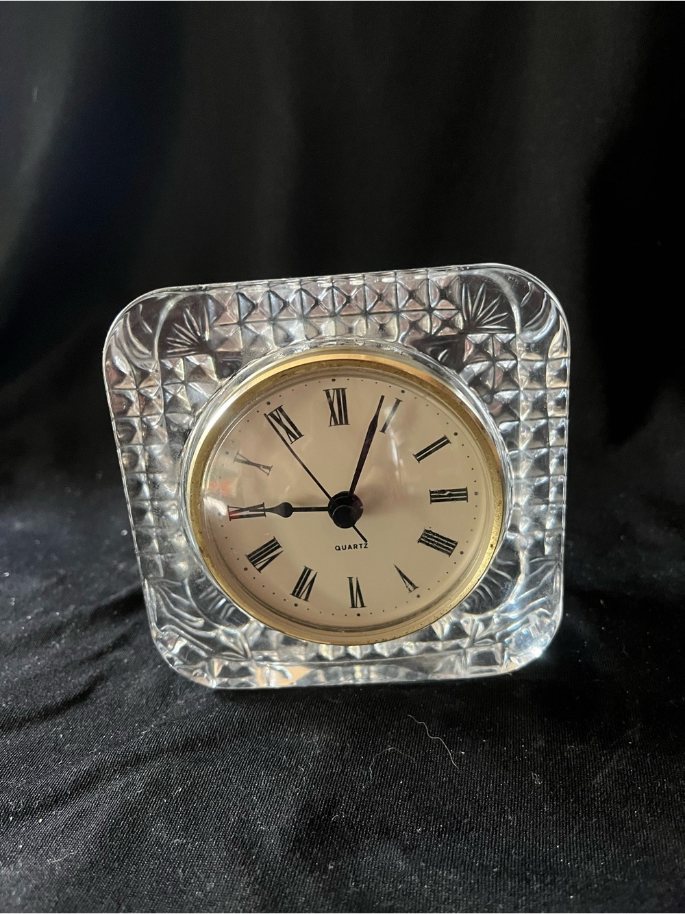 Clear Crystal Table Clock with Gold Accent - Quartz